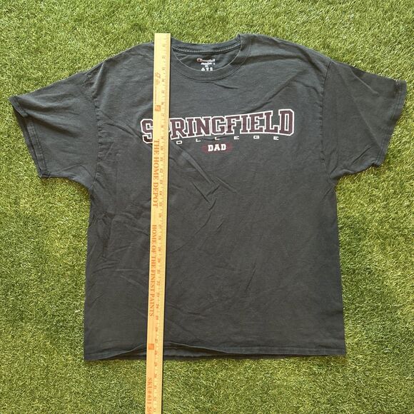 Vintage Champion Springfield College DAD Black Graphic Logo Tee Shirt Mens XL - Picture 2 of 9